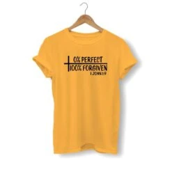 Christian T-Shirt 100% Forgiven -Lord's Guidance 0 perfect 100 forgiven yellow