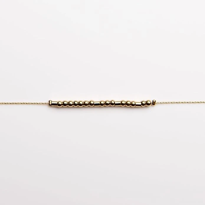 Be Still 18K Gold Morse Code Bracelet | Exodus 14:14 4 Be Still 18K Gold Morse Code Bracelet | Exodus 14:14 - Image 2