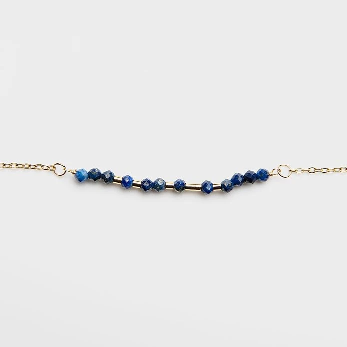 Strength 18K Gold & Lapis Lazuli Morse Code Bracelet | Joshua 1:9 4 Strength 18K Gold & Lapis Lazuli Morse Code Bracelet | Joshua 1:9 - Image 2