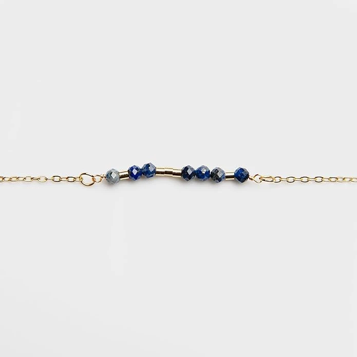 Love 18K Gold & Lapis Lazuli Morse Code Bracelet | 1 Corinthians 13:8 4 Love 18K Gold & Lapis Lazuli Morse Code Bracelet | 1 Corinthians 13:8 - Image 2