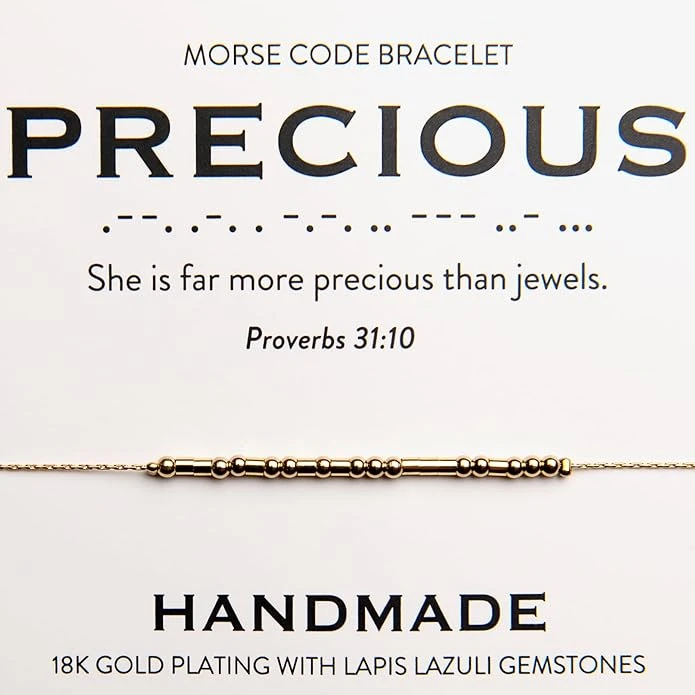 Precious 18K Gold Morse Code Bracelet | Proverbs 31:10 3 Precious 18K Gold Morse Code Bracelet | Proverbs 31:10