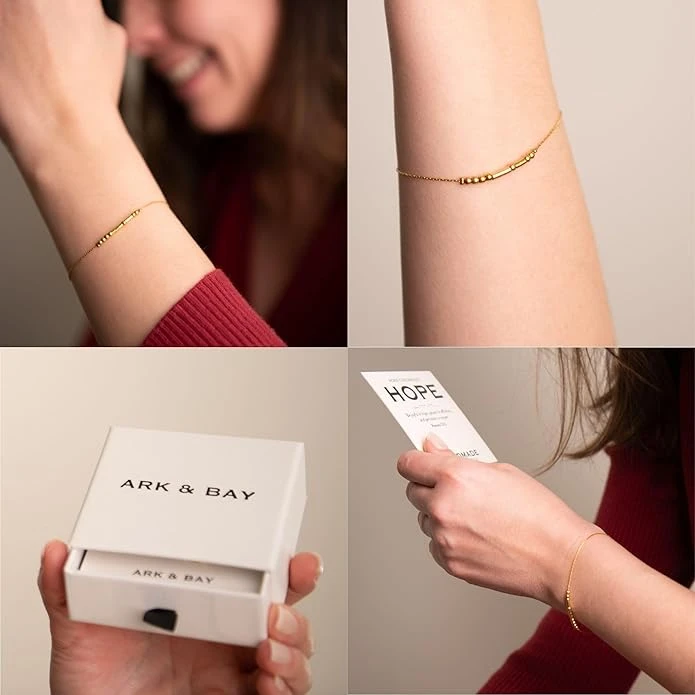 Precious 18K Gold Morse Code Bracelet | Proverbs 31:10 8 Precious 18K Gold Morse Code Bracelet | Proverbs 31:10 - Image 6