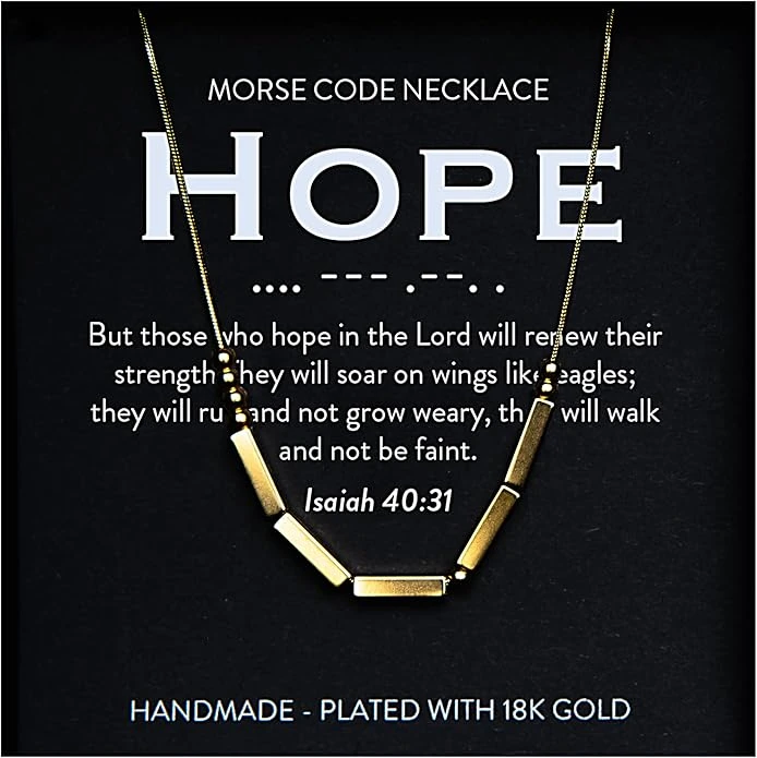 Hope 18K Gold Chunky Morse Code Necklace | Isaiah 40:31 3 Hope 18K Gold Chunky Morse Code Necklace | Isaiah 40:31