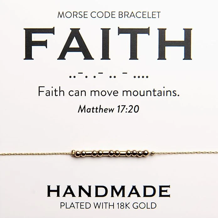 Faith 18K Gold Morse Code Bracelet | Matthew 17:20 3 Faith 18K Gold Morse Code Bracelet | Matthew 17:20