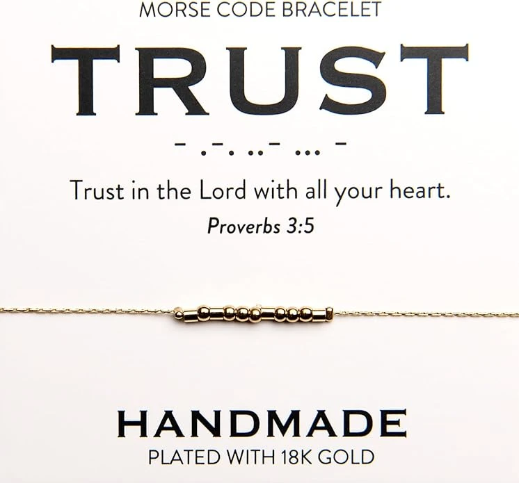 Trust 18K Gold Morse Code Bracelet | Proverbs 3:5 3 Trust 18K Gold Morse Code Bracelet | Proverbs 3:5