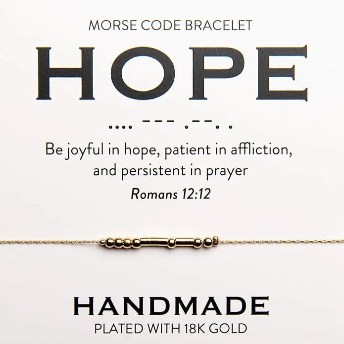 Hope 18K Gold Morse Code Bracelet | Romans 12:12 3 Hope 18K Gold Morse Code Bracelet | Romans 12:12