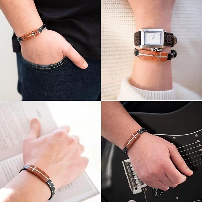 To My Man Men's Rosewood Cross Bracelet | Psalm 23:1 9 To My Man Men's Rosewood Cross Bracelet | Psalm 23:1 - Image 7