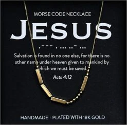 Jesus 18K Gold Chunky Morse Code Necklace | Acts 4:12