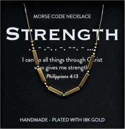 Strength 18K Gold Chunky Morse Code Necklace | Philippians 4:13