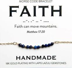 Faith 18K Gold & Lapis Lazuli Morse Code Bracelet | Matthew 17:20