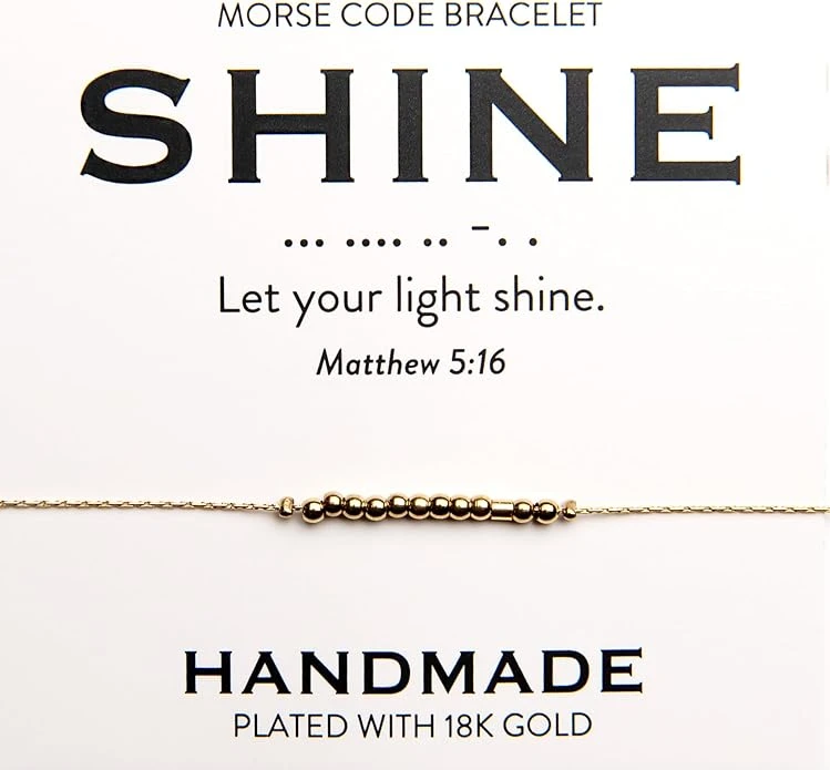 Shine 18K Gold Morse Code Bracelet | Matthew 5:16 3 Shine 18K Gold Morse Code Bracelet | Matthew 5:16