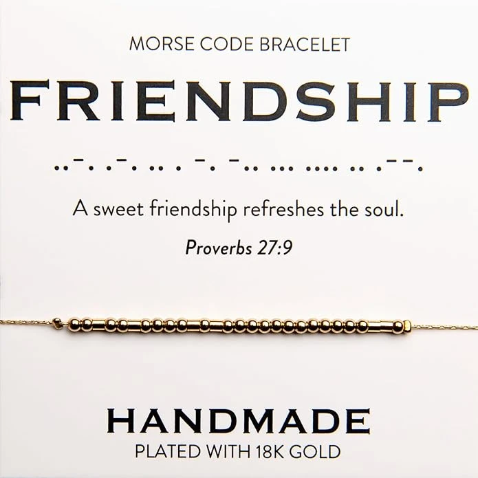 Friendship 18K Gold Morse Code Bracelet | Proverbs 27:9 3 Friendship 18K Gold Morse Code Bracelet | Proverbs 27:9