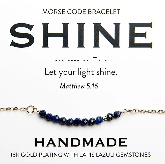 Shine 18K Gold & Lapis Lazuli Morse Code Bracelet | Matthew 5:16 3 Shine 18K Gold & Lapis Lazuli Morse Code Bracelet | Matthew 5:16