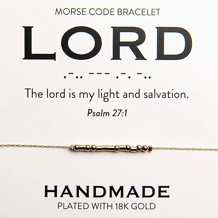 Lord 18K Gold Morse Code Bracelet | Psalm 27:1 3 Lord 18K Gold Morse Code Bracelet | Psalm 27:1