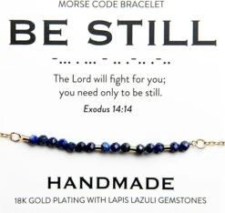 Be Still 18K Gold & Lapis Lazuli Morse Code Bracelet | Exodus 14:14
