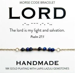 Lord 18K Gold & Lapis Lazuli Morse Code Bracelet | Psalm 27:1