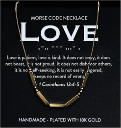 Love 18K Gold Chunky Morse Code Necklace | 1 Corinthians 13:4-5