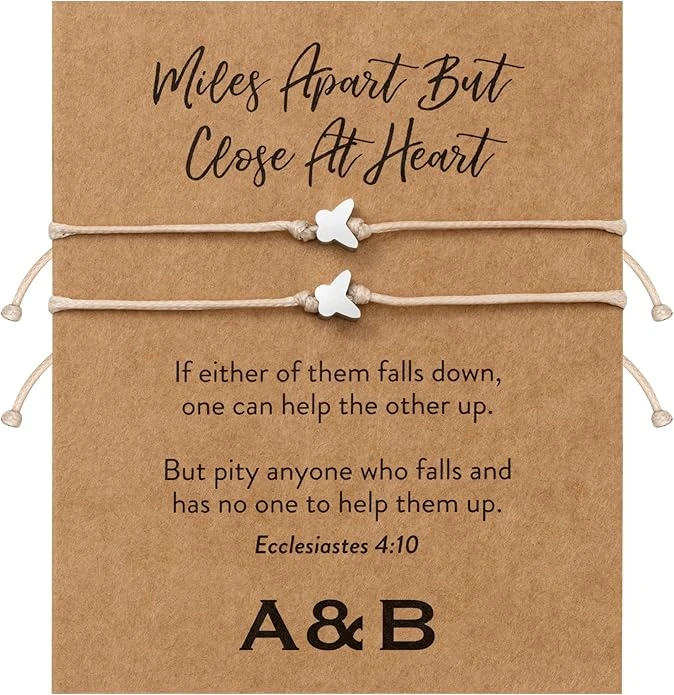 Miles Apart But Close At Heart Double Charm Bracelet With Butterfly | Ecclesiastes 4:10 3 Miles Apart But Close At Heart Double Charm Bracelet With Butterfly | Ecclesiastes 4:10
