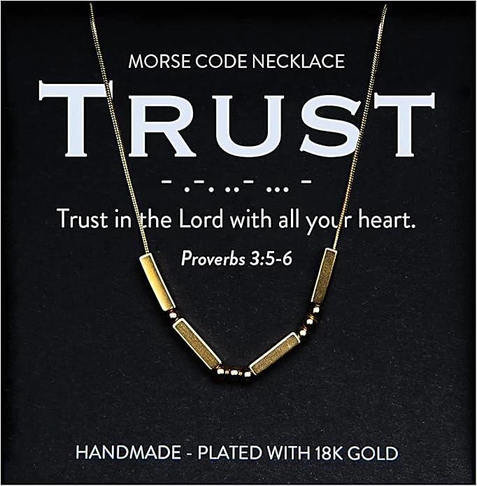 Trust 18K Gold Chunky Morse Code Necklace | Proverbs 3:5-6 3 Trust 18K Gold Chunky Morse Code Necklace | Proverbs 3:5-6