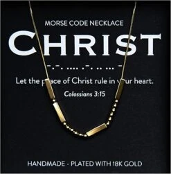 Christ 18K Gold Chunky Morse Code Necklace | Colossians 3:15