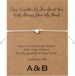 Close Together Or Far Apart You Will Always Have My Heart Charm Bracelet | 1 Corinthians 13:13
