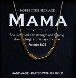 Mama 18K Gold Chunky Morse Code Necklace | Proverbs 31:25
