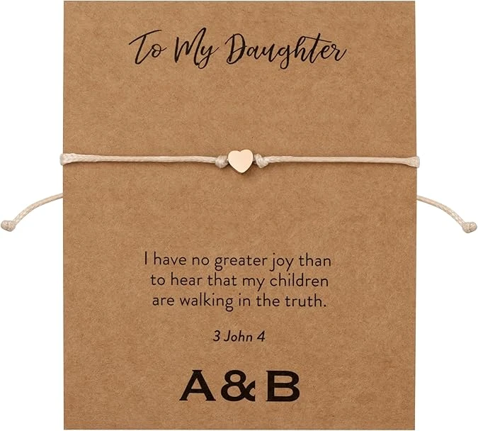 To My Daughter Charm Bracelet With Rose Gold Plated Heart | 3 John 4 3 To My Daughter Charm Bracelet With Rose Gold Plated Heart | 3 John 4