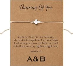 Thinking Of You Christian Charm Bracelet With Cross | Isaiah 41:10