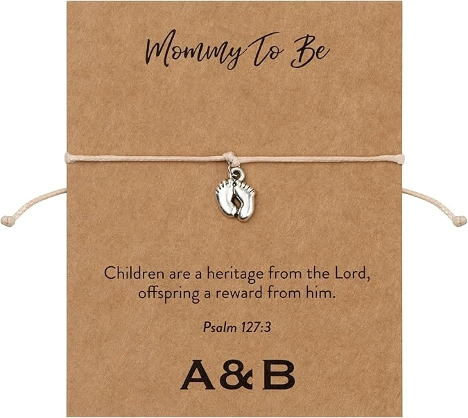 Mommy To Be Charm Bracelet With Silver Plated Baby Feet | Psalm 127:3 3 Mommy To Be Charm Bracelet With Silver Plated Baby Feet | Psalm 127:3