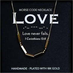 Love 18K Gold Chunky Morse Code Necklace | 1 Corinthians 13:8