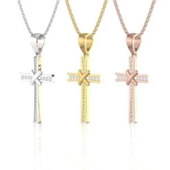 Diamond Cross Necklace With Diagonal Cross Detail 9 Diamond Cross Necklace With Diagonal Cross Detail -Lord's Guidance ALL 8