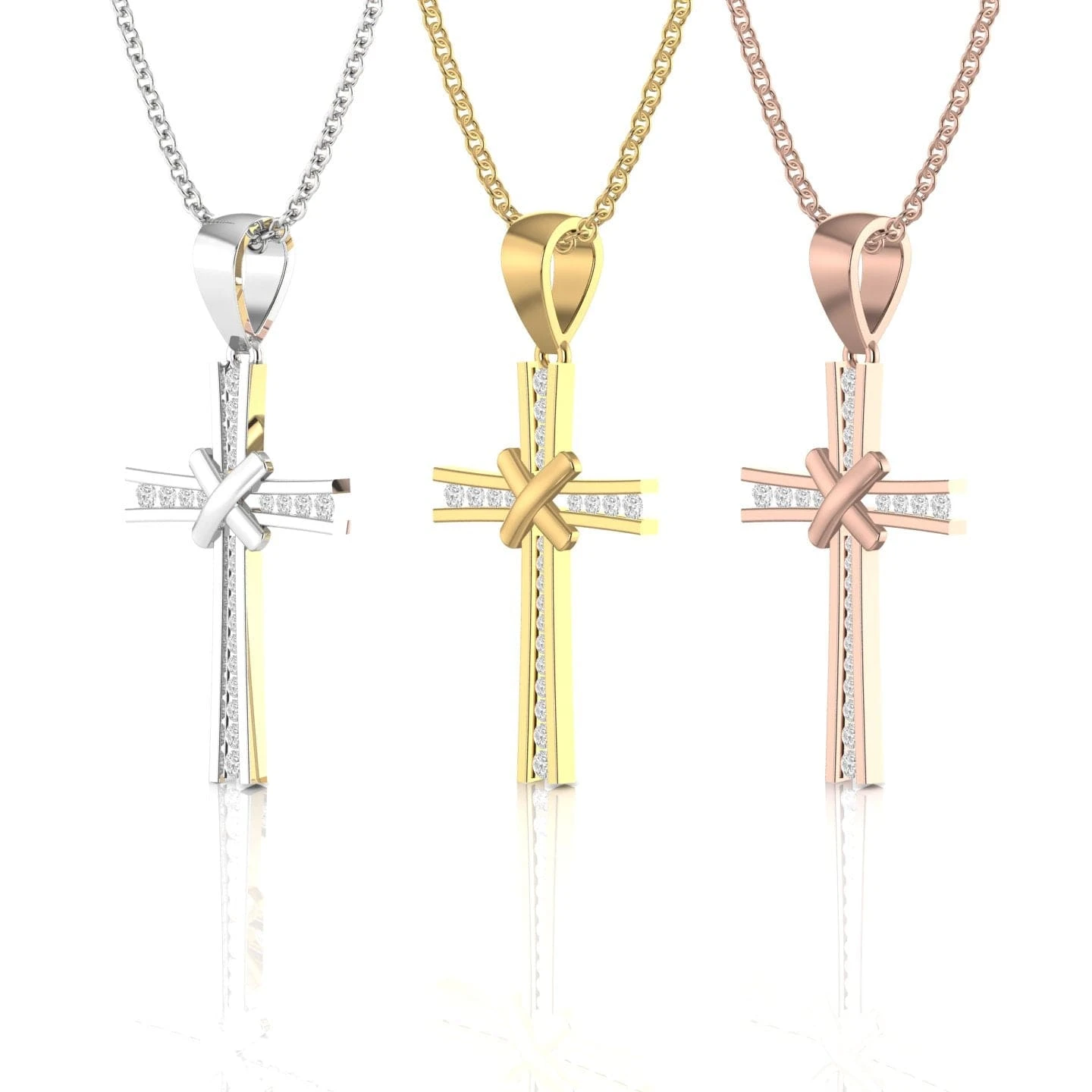 Diamond Cross Necklace With Diagonal Cross Detail 5 Diamond Cross Necklace With Diagonal Cross Detail - Image 3