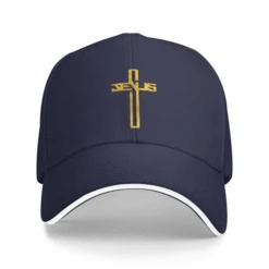 Jesus Cross Adjustable Baseball Cap 30 Jesus Cross Adjustable Baseball Cap -Lord's Guidance BaseballCapNavyBlue