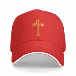 Jesus Cross Adjustable Baseball Cap 34 Jesus Cross Adjustable Baseball Cap -Lord's Guidance BaseballCapRed