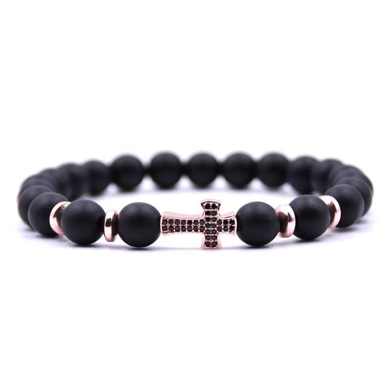 Cross Bead Bracelet Rose Gold 3 Cross Bead Bracelet Rose Gold