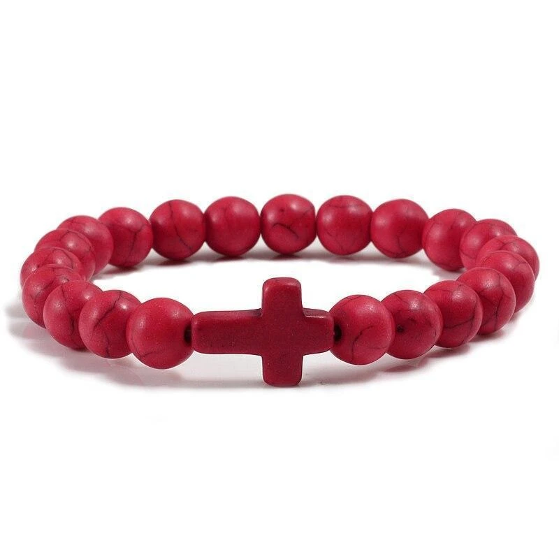 Cross Bead Bracelet Red Cherry 3 Cross Bead Bracelet Red Cherry