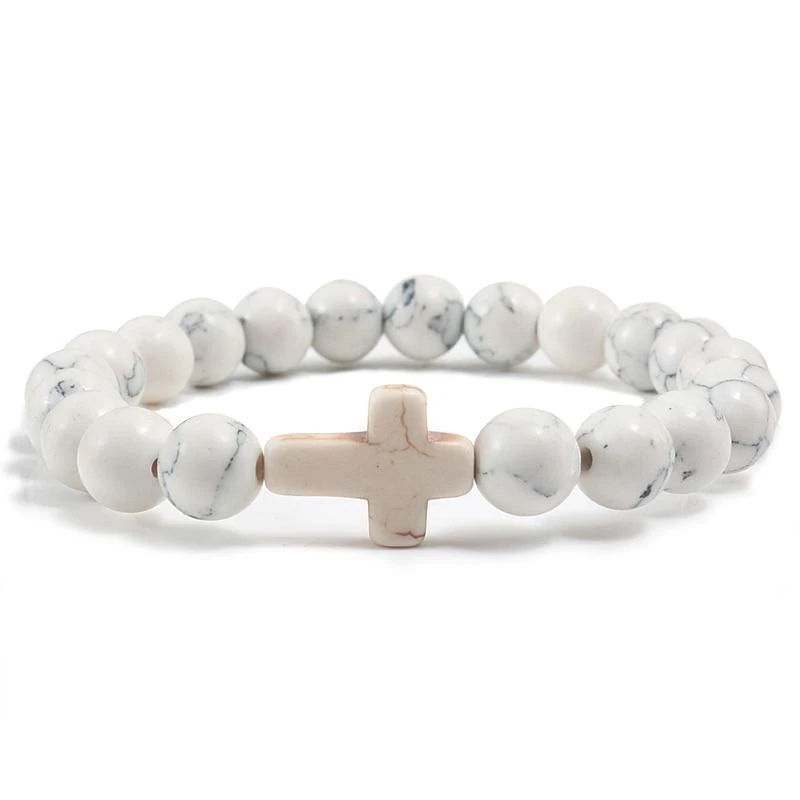 Cross Bead Bracelet White 3 Cross Bead Bracelet White