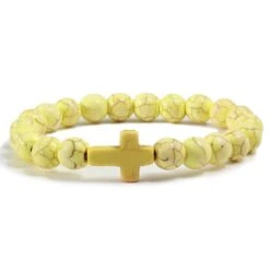 Cross Bead Bracelet Yellow