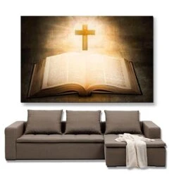 Christian Canvas Art Holy Bible -Lord's Guidance Bible Painting On Canvas yellow