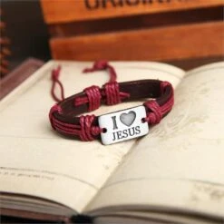 Christian Bracelet I Love Jesus 11 Christian Bracelet I Love Jesus -Lord's Guidance Bracelet I Love Jesus burgundy lords guidance