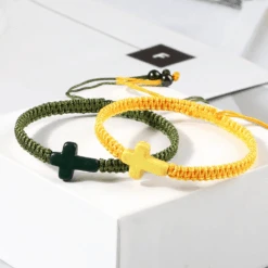 Braided Christian Bracelet With Matching Color Cross Charm 32 Braided Christian Bracelet With Matching Color Cross Charm -Lord's Guidance BraidedChristianBracelet1