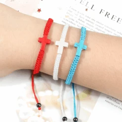Braided Christian Bracelet With Matching Color Cross Charm 33 Braided Christian Bracelet With Matching Color Cross Charm -Lord's Guidance BraidedChristianBraceletModel