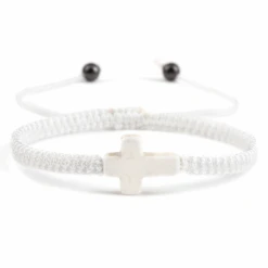 Braided Christian Bracelet With Matching Color Cross Charm 37 Braided Christian Bracelet With Matching Color Cross Charm -Lord's Guidance BraidedChristianBraceletWhite fd121de9 5d13 46aa b090 7c902a728c13