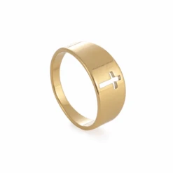 Religious Christian Ring With Hollow Cross 8 Religious Christian Ring With Hollow Cross -Lord's Guidance ChristianRingStyle3Gold