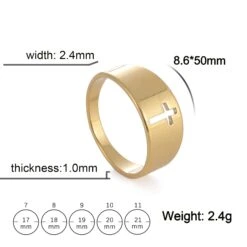 Religious Christian Ring With Hollow Cross 11 Religious Christian Ring With Hollow Cross -Lord's Guidance ChristianRingStyle3Spec