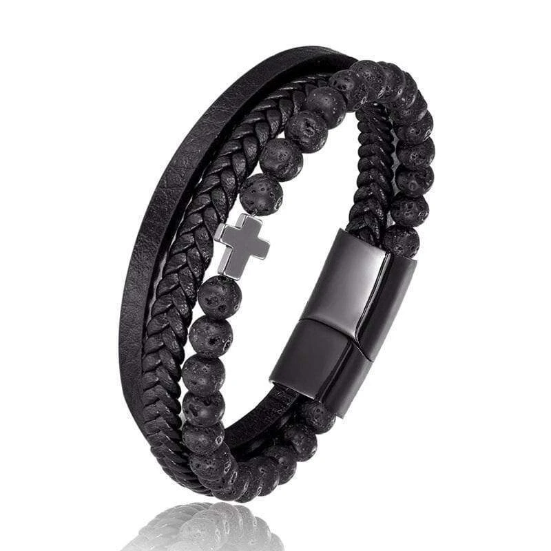 Cross Bead Bracelet Deep Black 3 Cross Bead Bracelet Deep Black