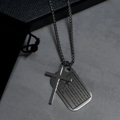Men's Christian Necklace Lord's Prayer Dog Tag 12 Men's Christian Necklace Lord's Prayer Dog Tag -Lord's Guidance DSC 0314