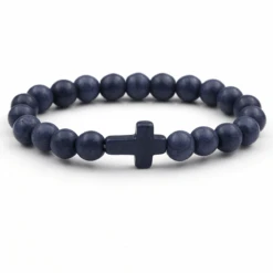 Cross Bead Bracelet Dark Blue