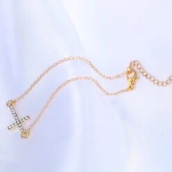 Women's Delicate Chain Cross Bracelet 18 Women's Delicate Chain Cross Bracelet -Lord's Guidance DelicateChainBraceletGoldinSitu4