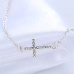 Women's Delicate Chain Cross Bracelet 15 Women's Delicate Chain Cross Bracelet -Lord's Guidance DelicateChainBraceletSteelinSitu